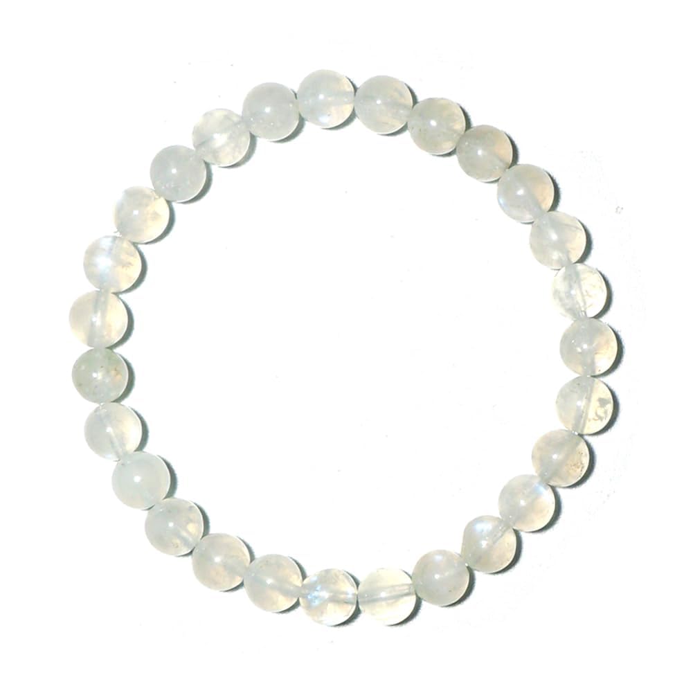 6MM Crown Chakra Moonstone Bracelet - Natural Gemstone for Love and Relationships | Adjustable 7.5-8" | Gift Box and Velvet Pouch Included | Men's and Women's Jewelry