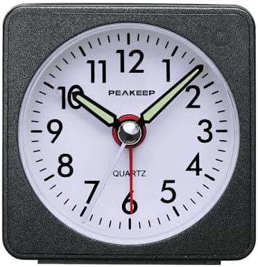 Peakeep Ultra Small, Battery Travel Alarm Clock with Snooze and Light