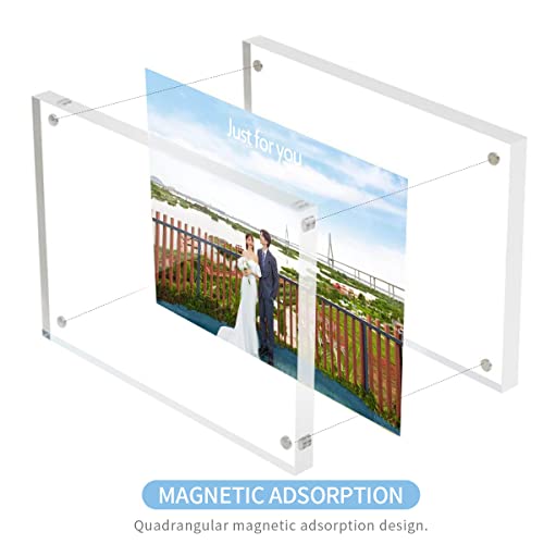 Sezanrpt Acrylic 4x4 Square Picture Frame, Magnetic Acrylic Picture Frames for 4x4 or 3x3 Pictures Display, Clear Double Sided Thick Picture Frames, Photo Frames Desktop Display - size: 4'' x 4''