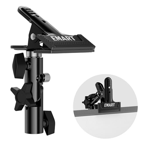 EMART Photography Reflector Holder, Photo Video Studio 5/8" Heavy Duty Metal Clamp Attachment, Light Stand Clip Mount with Umbrella Hole for Backdrop, Diffuser, Lighting - size: 1 Pack