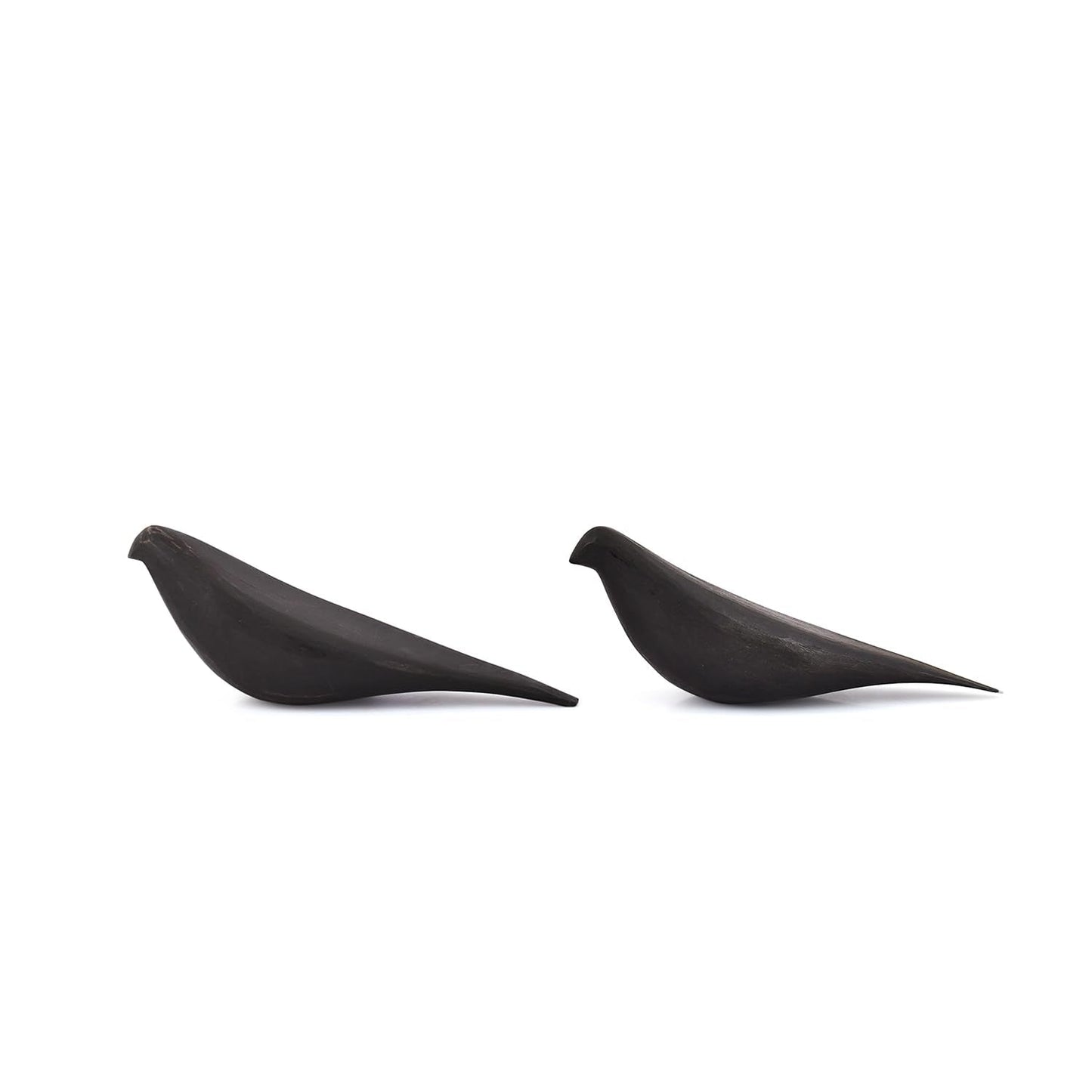 Kaizen Casa Statues Black Acacia Wood Bird Set of 2 Decorative Sculptures for Home Décor, Modern Black Bird Ornaments for Living Room, Office (8.25'' X 2.5'' X 3.25'')