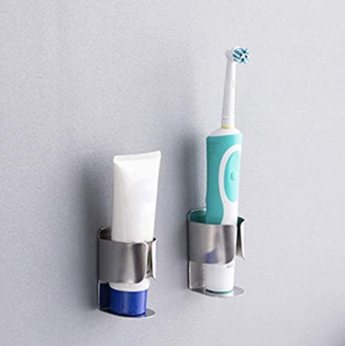 Electric Toothbrush Holder, 304 Stainless Steel Wall Mounted Self Adhesive Storage Organizer Stand Rack for Electric Toothbrush, Toothpaste, Facial Cleanser (Silver 4 Pack)