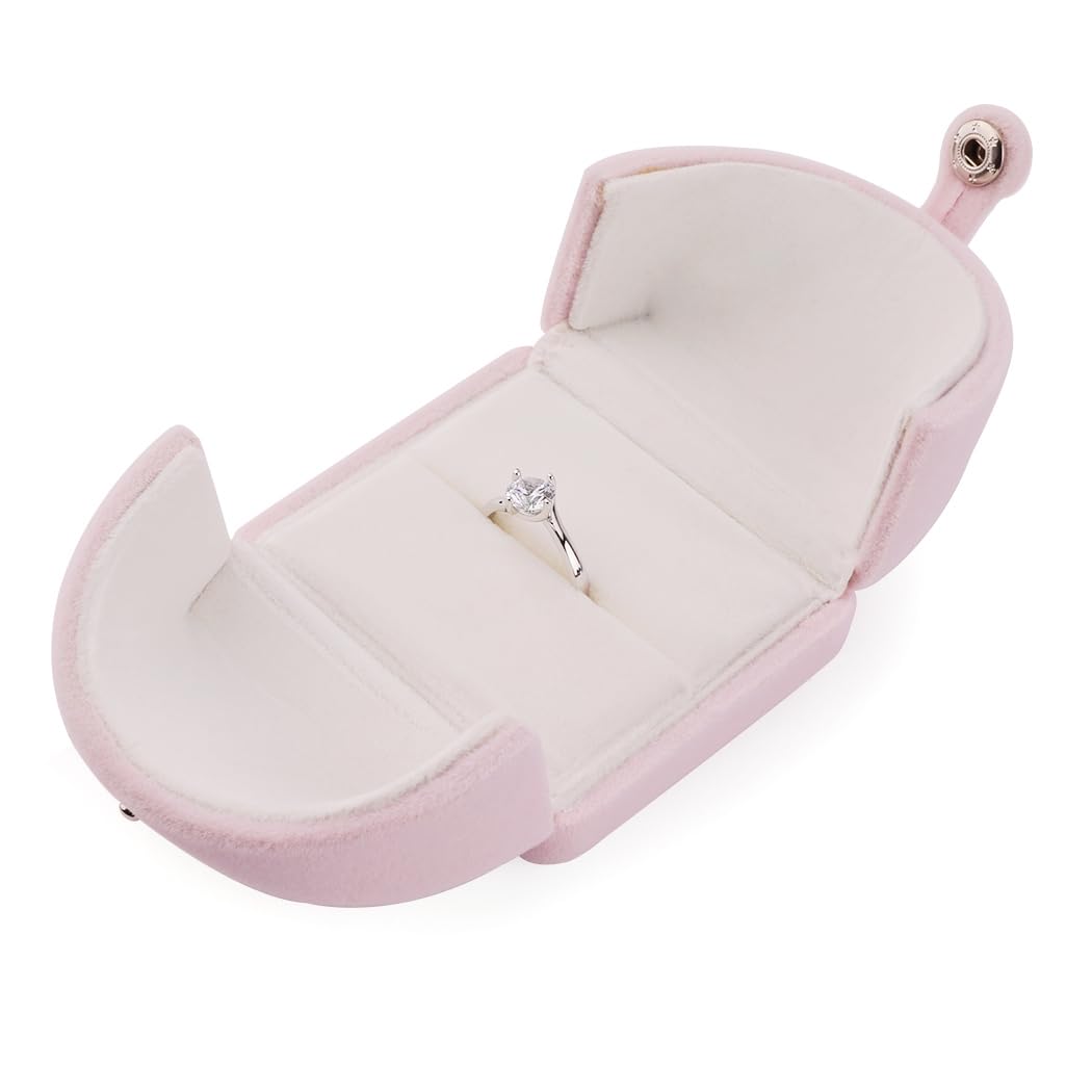 iSuperb Pink Velvet Ring Box Proposal Jewelry Gift Box Couple Engagement Ring Boxes Cute Ring Gift Case for Wedding Christmas Anniversary (Ring box)