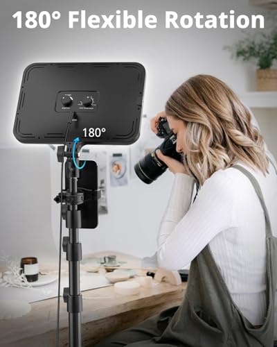 UBeesize LED Video Light Kit, Photography Lighting, 13" Studio Lights with 65" Tripod Stand and Phone Holders, Podcast Lighting for Video Recording, Make up, Live Streaming, Tiktok, YouTube - size: 1-pack