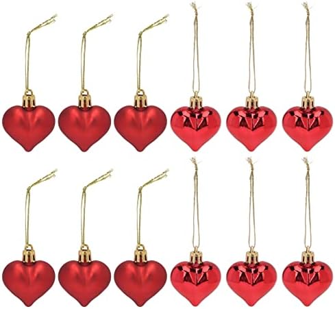 24 Pcs Christmas Pendant Balls Heart Shape Plastic Detachable Hook Rope Rounded Edges Hanging Ornaments