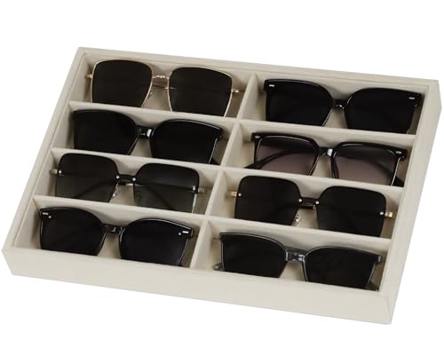 Large Velvet Sunglasses Storage Organizers Jewelry Organizer, Velvet Jewelry Organizer, Large Jewelry Drawer Organizer Tray, Eyeglass Organizer Earring Holder Ring Display (Sunglass Tray) - size: Sunglass Tray