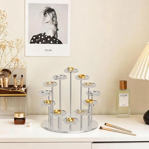 Round Acrylic Display Riser Stands, 12 Tier Jewelry Display Stands for Rings Earrings Mini Figurines 1 Pack(Clear) - color: Clear 12 Tier