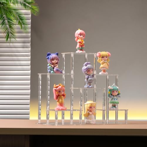 6 Tier Clear Action Figures Display Risers Stand Shelf, Acrylic Display Stands for Collectibles,Pop Figures Holder Perfumes Organizer,Large Rock Risers Rack - color: 6 Tier