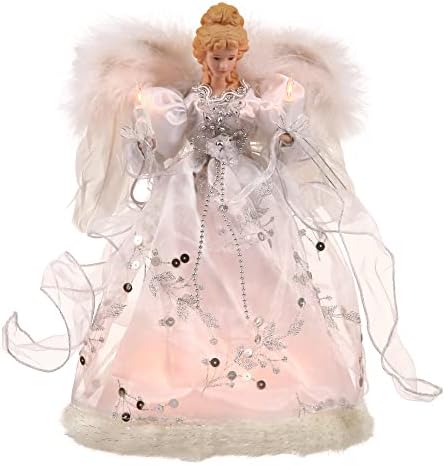 Vickerman 12" White & Silver Lighted Angel Tree Topper