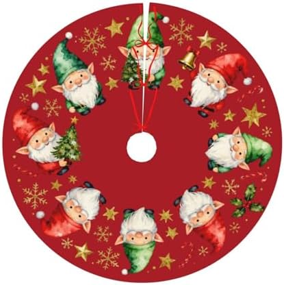 Xmas Gnomes Stars Christmas Tree Skirts 30", Xmas Tree Cloth Mats Trees Skirts for Decor Gift, Home Decoration