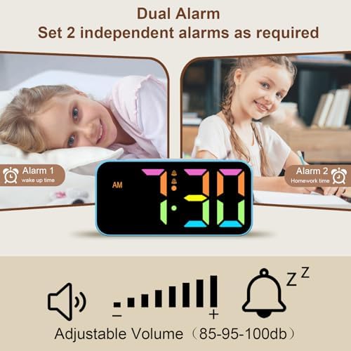 Topski Loud Alarm Clocks for Bedrooms Heavy Sleepers, Digital Clock with Night Light, Large Display, Dual Alarm, Snooze, Dimmable Bedside Alarm Clock for Kids Teens Boys Girls
