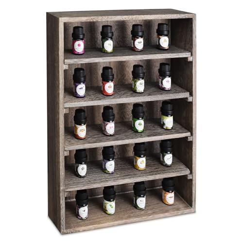Ikee Design Wooden Wall-Mounted Display Shelves Rack for Collectibles-Figures,Shot Glasses,Spice Can,Cosmetics or Perfume-5 Adjustable Height Shelves,Space-Saving,Coffee Color - color: Coffee, 5 Shelves
