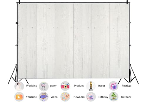 12X8ft Fabric White Painted Wood Plank Backdrop Clean Bright Background for Farmhouse Baby Shower Party Decorations Wall Hanging Tapestry Photo Studio Props - size: 12X8ft