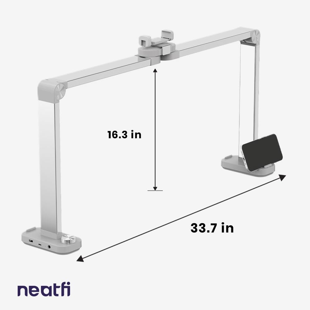 Neatfi LED Nail Tech Desk Lamp | 3,500 Lumens | 40W | Adjustable 3000K–6000K Lighting | Knob Control | Lamp for Nail Techs, Estheticians, Manicure, Facials & Threading (White-2)