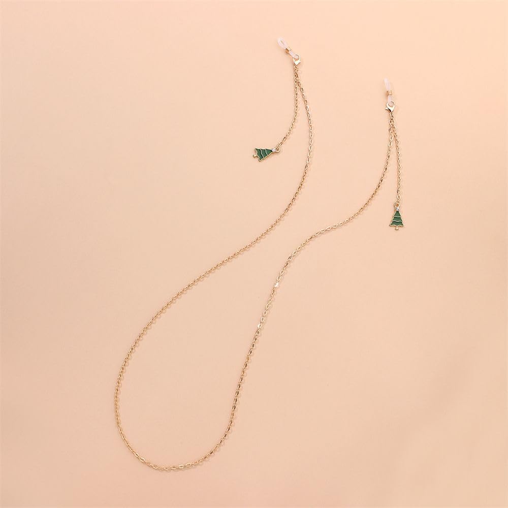AllenCOCO Christmas Tree Glasses Chain, Glasses Strap For Women Sunglasses - 14K Gold Eyeglasses Chain, Eye Glasses Holders Around Neck