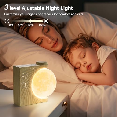 RETEYUNG Rotating Moonlight Sunrise Alarm Clock Sound Machine