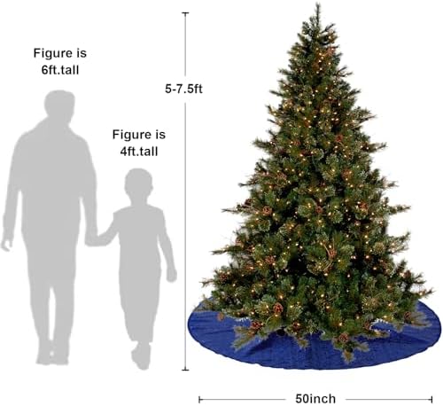 Poise3EHome Blue Christmas Tree Skirt, 50 Inch Sequin Tree Skirt