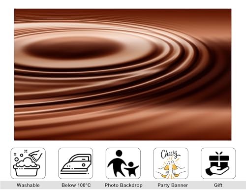 4x4ft Swirling Melted Chocolate Backdrop Smooth Rich Brown Liquid with Glossy Texture Photography Background for Dessert Baking Themed Party Decorations Banner Photo Booth Props - size: 4x4ft