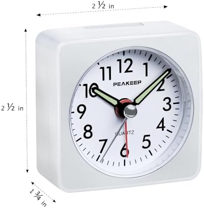 Peakeep Ultra Small, Battery Travel Alarm Clock with Snooze and Light
