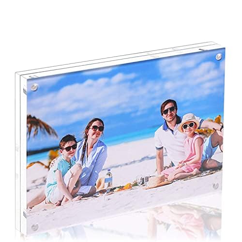 1Pack Acrylic Picture Frame,5x7 Clear Double Sided Photo Frame,Magnetic Photo Frames Desktop Display Family Baby Friends or Pet Dog Picture with Support Stand and Gift Boxes - size: 5x7in-1