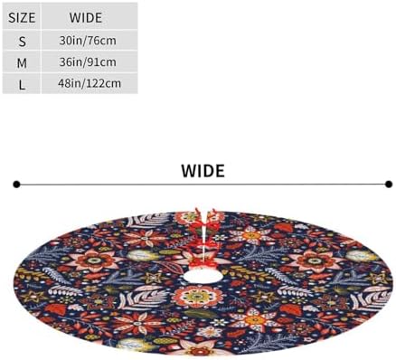 Vintage Christmas Flowers Christmas Tree Skirt 30 Inches Xmas Tree Mat Holiday Party Supplies Christmas Tree Decorations