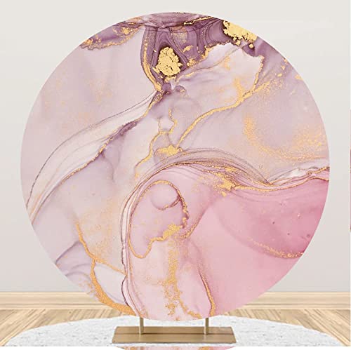 Yeele 7.5x7.5ft Abstract Art Marble Round Backdrop Pink Purple Gold Texture Marble Background for Photography Wedding Bridal Shower Girls Themed Birthday Decoration YouTube Polyester Photo Booth Props