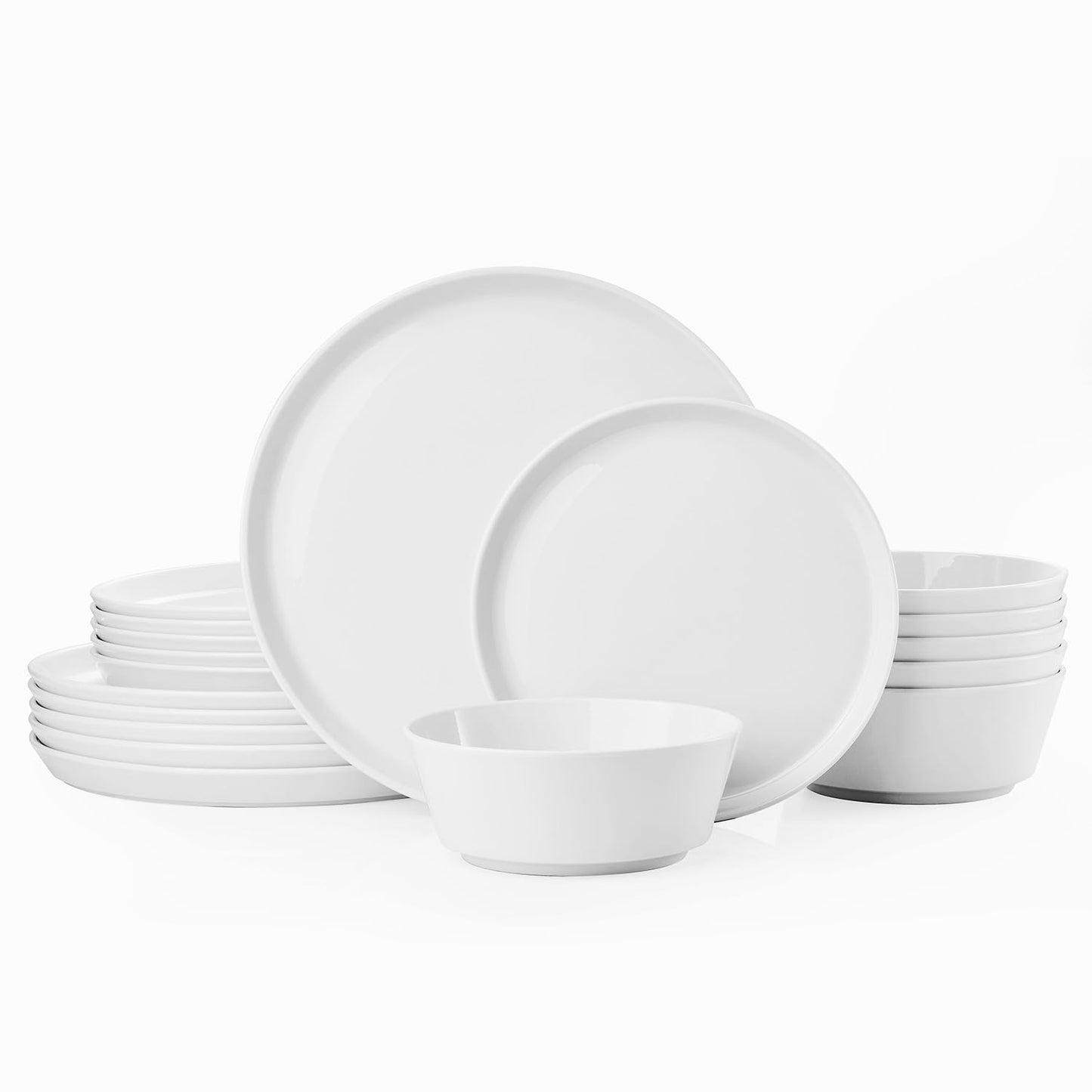 KINGSTONE Bone China Dinnerware Sets for 6, 18-Piece Lightweight Porcelain plates and bowls sets, Scratch Resistant Dish Set, Kitchen Dinner Set, for Home, Party, Gift, Microwave & Dishwasher Safe