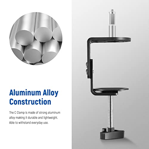 NEEWER Heavy Duty C Clamp with Mounting Column for Light Stand, Adjustable Metal Desk Clamp with 1/4" 3/8" Screws for Ring Light LED Video Light Camera, Max Load 44lb/20kg, ST-CCD1