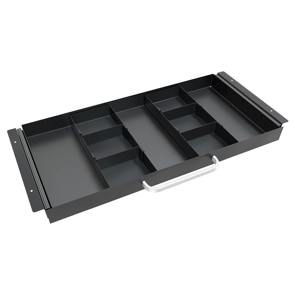 GOME Large Size Under Desk Slide out Pencil Drawer with Adjustable Space Divider Design for Storing Pencil and Office Accessories, Underdesk Pull out Tray Organizer Mounted for Sit Stand Workstation