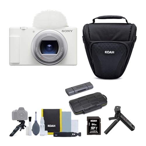 Sony ZV-1 II Vlog Camera for Content Creators and Vloggers (White) with ACCVC1 Accessory Kit