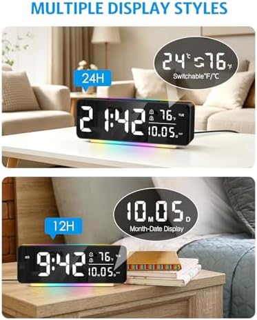 AMIR Digital Alarm Clock, 6.5" Large Display Bedside Clock, Plug-in Clock