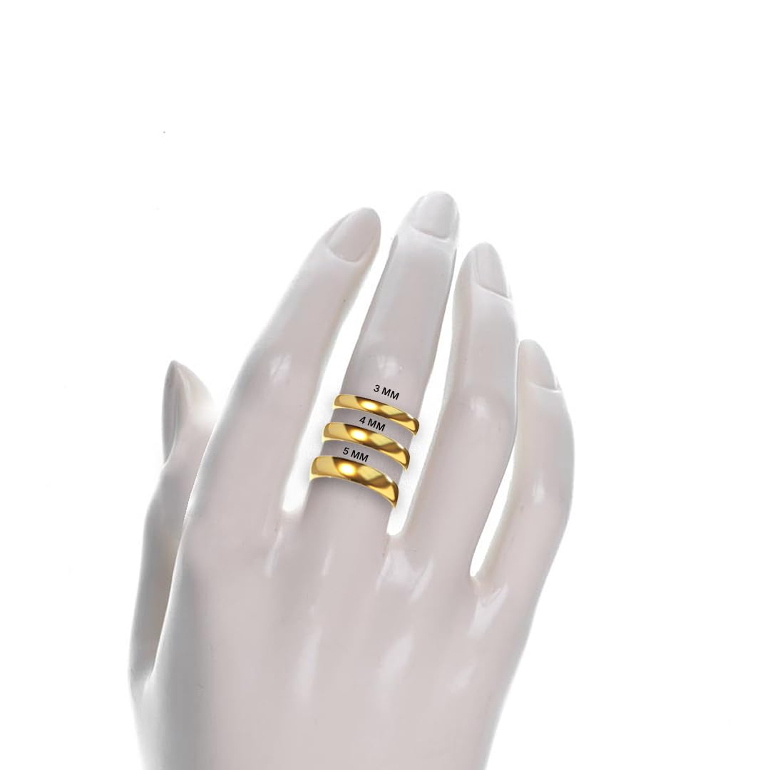 SHOP WGS 3mm 14K Solid Gold Wedding Band for Men & Women - Italian Real 14K Gold Plain Rings for Men - Solid Gold Wedding Bands Size 9