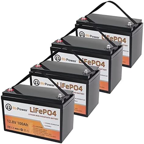 4 Pack 12V 100Ah LiFePO4 Deep Cycle Battery,Support 4S4P,Built-in 100A BMS,5000-7000 Cycles,Perfect for RV Solar Marine Overland Off-Grid Application