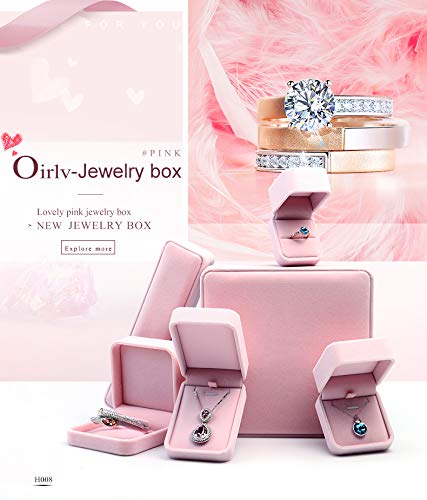 Oirlv Luxurious Velvet Necklace Storage Box Pendant Gift Case Jewelry Display Box for Anniversary Propose Christmas