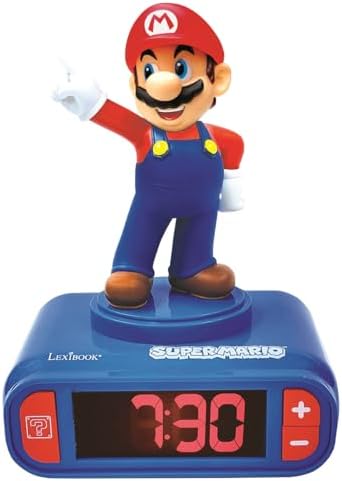 LEXiBOOK, Mario Nightlight Alarm Clock, RL800NI
