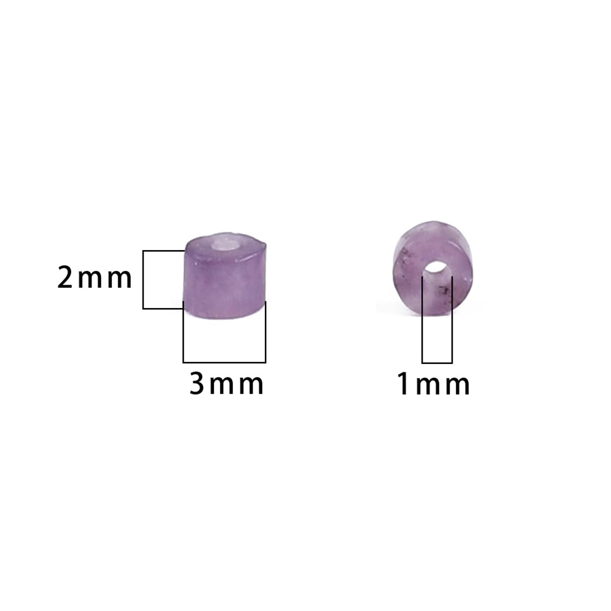 BEADIA Natural Light Amethyst Spacer Beads Caps Flat Round Loose Beads for Beading Jewelry Making 3mmx2mm 38cm