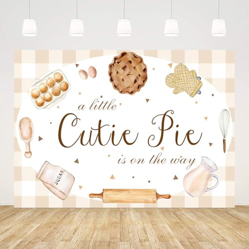 AIBIIN 7x5ft Baby Shower Backdrop - Little Cutie Pie is On The Way Photography Background - Party Decorations & Photo Booth Props - size: 7x5ft
