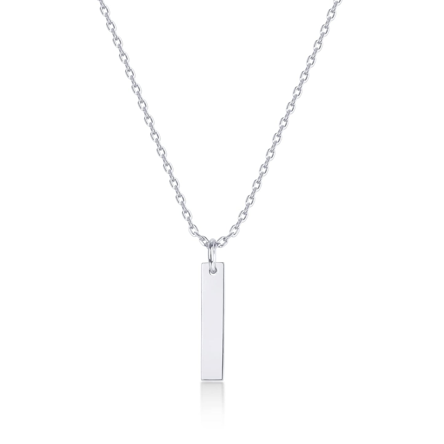PAVOI Rhodium Plated Bar Necklace l Pendants for Women (White Plated, Bar)