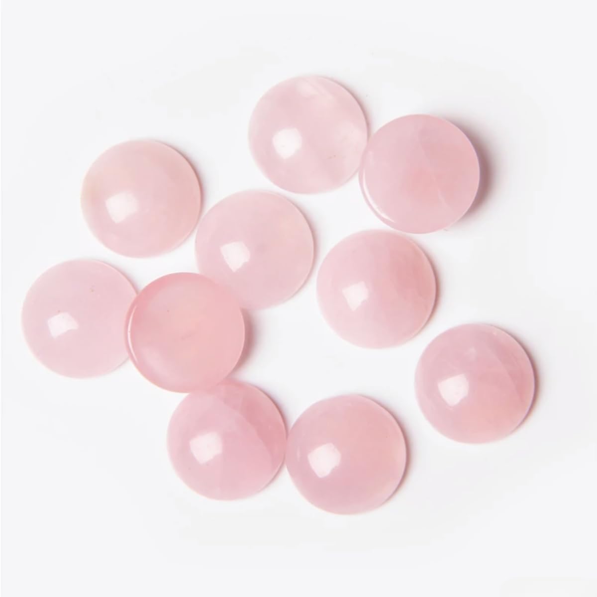 20pcs 16mm Natural Stone No Hole Rose Quartz Semicircle Smooth Cabochons Beads Healing Chakra Crystal Stone Bead for Jewelry Making Rings Earrings Necklace Bracelet DIY Crafts