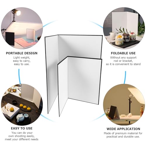 Healeved 2pcs Photography Reflector Boards Foldable Light Reflector Cardboard for Camera Accessories Studio Photo Shoot Lighting Control with Black and White Surfaces, Suitable for Product