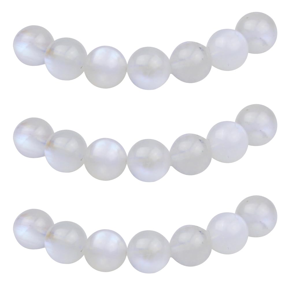 MJDCB Natural Round Stone Beads 6mm Blue Moonstone Loose Gemstone Beads for Jewelry Making Bracelet Necklace 60pcs