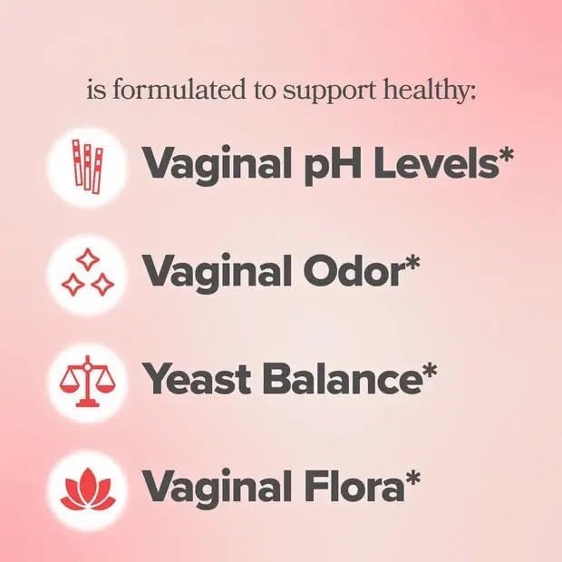 Vaginal Probiotics for Women's pH Balance with Prebiotics & Lactobacillus Blend, Promotes Healthy Vaginal Odor & Flora, 60 Count