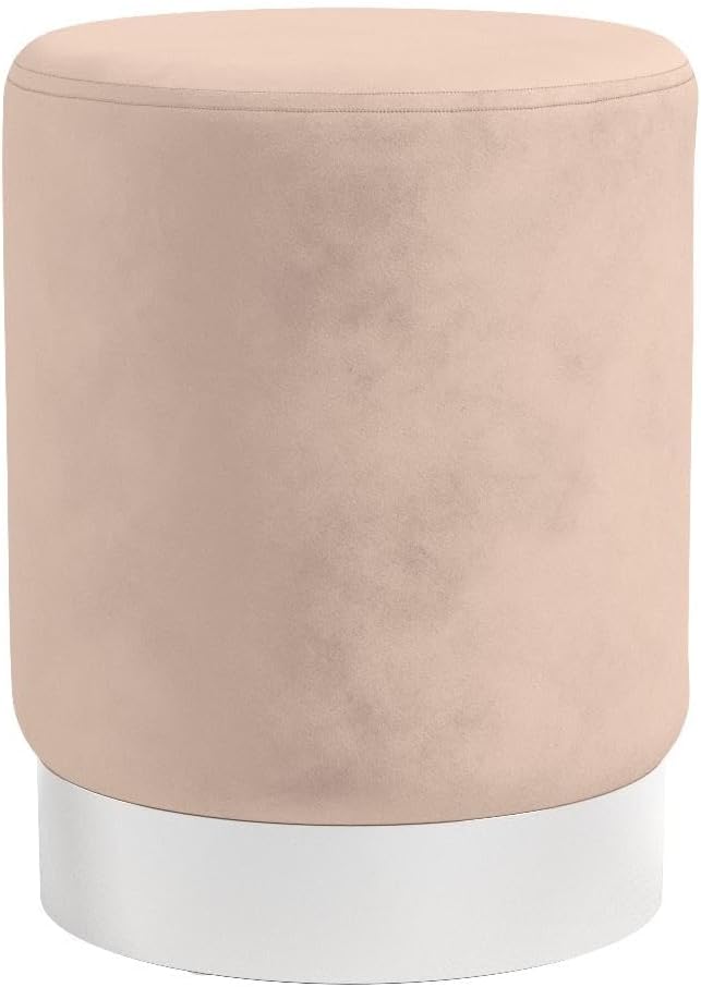 BIRDROCK HOME Round Ottoman Foot Stool – Soft Padded Modern Stool Design – Ideal for Living Room, Bedroom – Compact Footrest, Vanity Chair, Small Furniture – Foam Seating, Decorative Accent (Taupe)