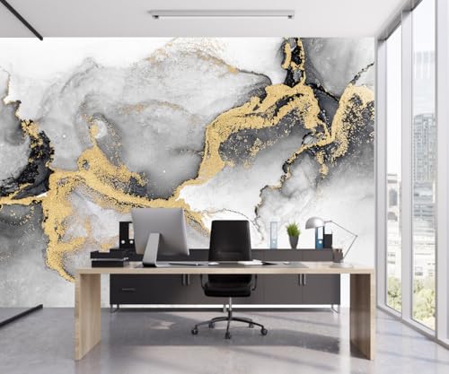 Black Gold Marble Wallpaper Abstract Ink Art Large Background Mural Living Room Office（Not Peel and Stick） - color: CYBH-906, size: 130" x 95"