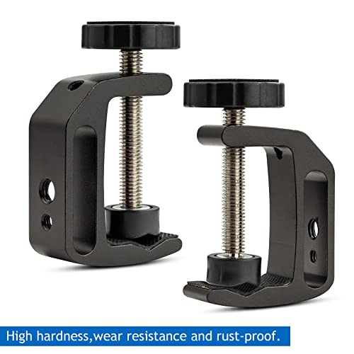 4Pcs Universal C Clamp, Heavy Duty Sturdy 1/4 and 3/8 Thread Hole for Tables Desk Mount, Desktop Mount Holder, Photo Studio Photography, Quick Release U Clip Holder and Wood Work 4 Pack-Black - size: 4PCS