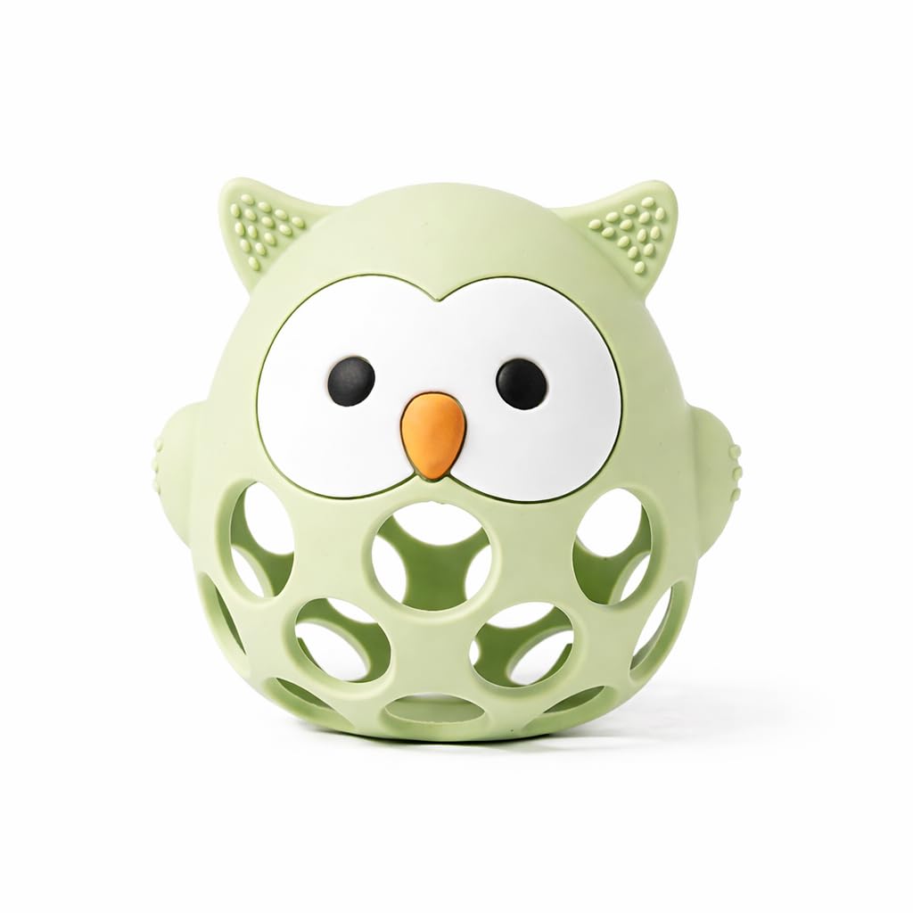 Baby’s Way Teething Toy – Owl Silicone Teether Toy & Rattle Ball for Babies 3–6 Months Toys for 6–12 Months – Baby Teething Relief, Silicone Teethers for Babies