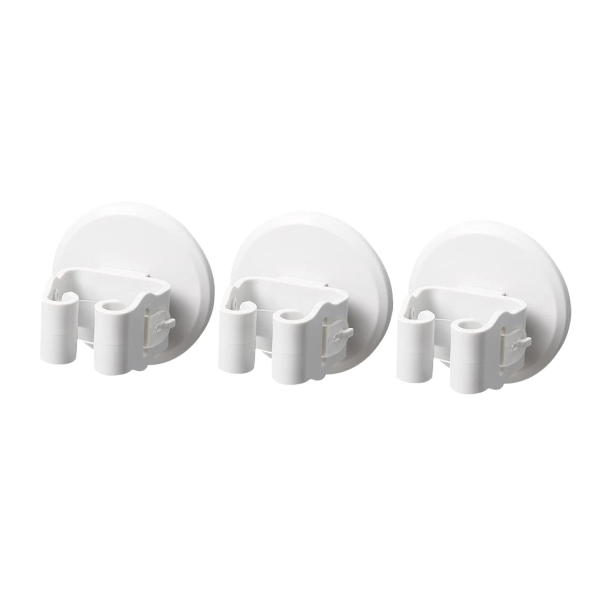 3pcs Wall Mounted Mop Broom Holder White Slip Suction Clips No Drill Storage Rack for Bathroom Kitchen Balcony Organizing Cleaning Tools
