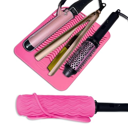 11" X 7.5" Large Size Heat Resistant Silicone Travel Mat, Anti-Heat Pad for Hair Straighteners, Hair Rollers, Curling Irons, Flat Irons and Other Hair Styling Tools - Baby Pink - color: Baby Pink, size: 11" X 7.5"