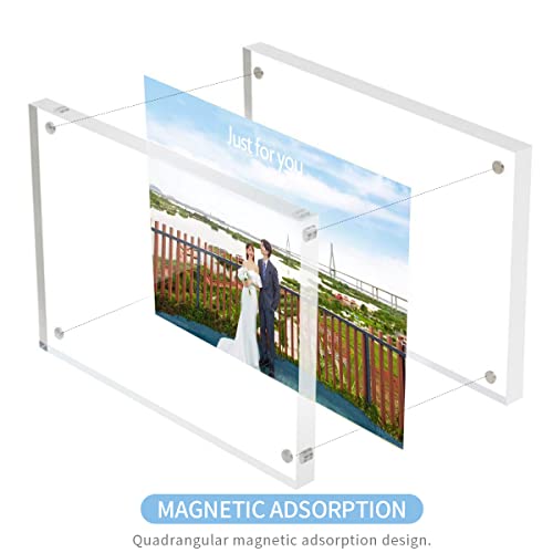 Sezanrpt Acrylic Photo Frames 3.5x5 Double Side Magnets Picture Frame, Magnetic Picture Frames for 3x4, 3x5, 3.5x4.5 photo, 10 + 10MM Thickness 1Pack - size: 3.5'' x 5''