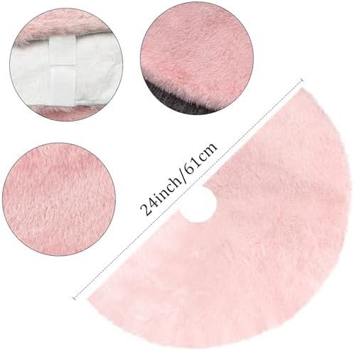 Pink Bling Christmas Tree Skirts, 24 inches Luxury Glitter Bright Silk Double Layers Xmas Tree Base Cover Mat for Xmas New Year Home Party Decorations (Pink, 24 inches)